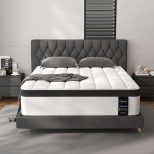 Queen Size Mattresses, 14 Inch Hybrid Queen Mattress in a Box, Medium Firm Memory Foam and Pocket Springs, Strong Edge Support, Pressure Relief