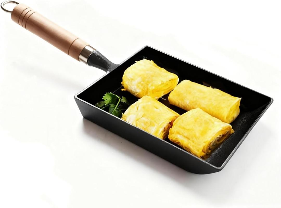Cast Iron Tamagoyaki Pan 67 Inch  Square Japanese Omelette Skillet, Non-Stick Mini Frying Pan for Home Kitchen & Induction Stove