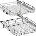 2-Tier Kitchen Cabinet Pull Out Shelf and Drawer Organizer Slide Out Pantry Storaqe Basket in Multiple Sizes (20" Wx 21" D,)