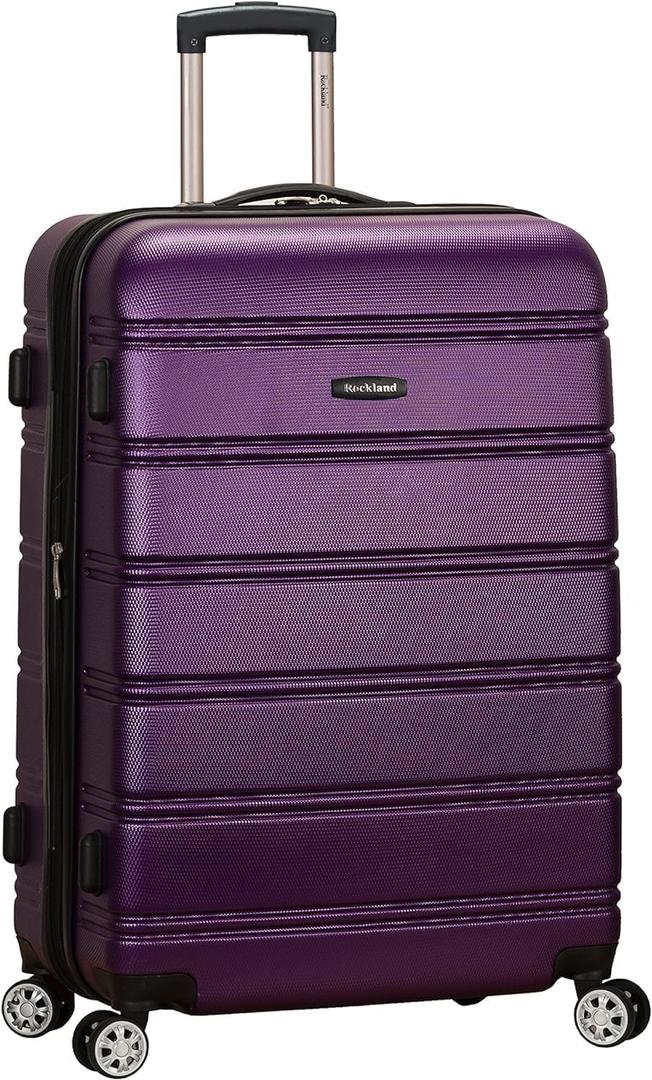 Rockland Melbourne Hardside Expandable Luggage with Spinner Wheels, Purple 24", Checked Medium 24"