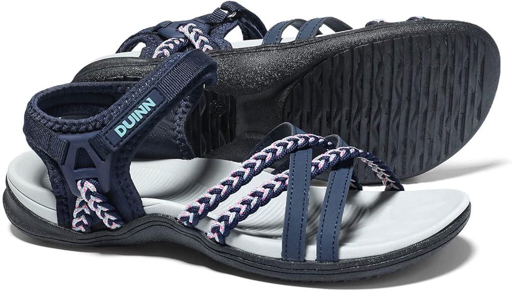 UBFEN Womens Hiking Sandals Sport Sandals Straps with Adjustable Hooks Arch Support Beach Vacation Casual Camping, Size 39
