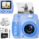 Kids Camera Instant Print - Christmas Birthday Gifts for Girls Boys Age 3-12, 1080P Video Digital Camera with 3 Rolls Printing Paper, Toddler Travel Toy Camera for 4 5 6 7 8 9 10 11 Year Old - Blue