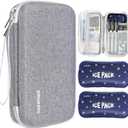 suzamed Insulin Cooler Travel Case,EVA Insulation Travel Medicine Kit with 2 Ice Packs for Diabetes Care,Insulin Pen and Other Diabetic Supplies (Grey)