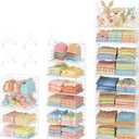 8 Tier Extended Width Hanging Closet Organizer, Sweater Storage for Closet Organizer System, Stackable Wire Basket Bins for Clothes Purse Shoes, Hanging Shelves with 4 Hooks & 4 Dividers Adjustable