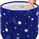 Portable Bathtub for Adults, Foldable Bathtub （31.5"L x 26"）Without Installation with Bottom Cotton Clip, Cold Plunge Tub Suitable for Bathing, Space-Saving, Starlit Sky