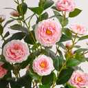 2 Pack 38" Artificial Camellia Tree, Artificial Plants Outdoor Faux Plants in Pot, Artificial Flower for Outdoors Front Porch Decor, Fake Tree Plant Faux Flowers for Indoor Outdoor Home Decor, Pink