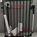 Cumbor 34" Extra Tall No Bottom Bar Baby Gate for Stairs, Wall Mounted Dog Gate Indoor for Larger Pets, Expandable 29.2-43" Safety Gate for Doorways, Wide Walk Thru Door for Easy Access (Black)