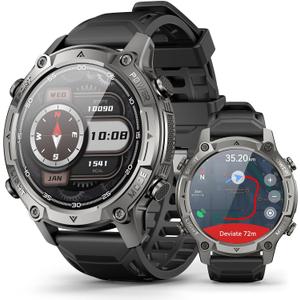 2026 Smart Watch for Men, Standalone GPS & Offline Maps, 5ATM Waterproof, 1.43" AMOLED, 4GB RAM, 178 Sports Modes, Compass, Heart Rate/SpO2/Stress/All-Day Sleep Monitor, Compatible Android iOS Black