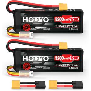 HOOVO 3S LiPo Battery 5200mAh 120C Softcase with XT60 & TR Plug Compatible for RC Car RC Truck Airplane Helicopter Boat Racing RC Hobby, 2Pack
