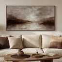 Large Framed Rustic Canvas Wall Art for Living Room, Brown Modern Abstract Landscape Prints Paintings Artwork for Walls, Horizontal Nature Pictures Wall Decor for Bedroom, Office, Farmhouse 30x60 In