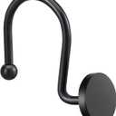 ZESLMG Shower Curtain Hooks, Black Shower Curtain Rings Rustproof Metal Round Decorative Shower Hooks Rings for Bathroom Shower Rods Curtains, Set of 12 Heavy Duty Solid Hooks