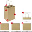 Oikss 50 Pack 5.25x3.25x8.25 Inch Small Brown Gift Bags with Handles Bulk for Birthday Party Favors Grocery Retail Shopping Business Goody Kraft Craft Paper Bags Cub Sacks (Plain Natural 50 Count)