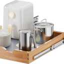 OCG 1 Tier Pull Out Cabinet Organizer (17" W x 21" D), Heavy-Duty Slide out Wood Drawer Shelf, Pull Out Drawer for Cabinets, Base Cabinet Organization for Kitchen, Pantry, Bathroom