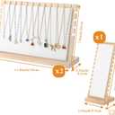 3 Pcs Necklace Display Stands for Selling, Bamboo Necklace Holder with PU Leather Panel Beige Multi-Tiered Jewelry Display Storage Set for Vendors and Home (11.8x7.9x3.3 Inch/10.6x3.9x3.7 Inch)