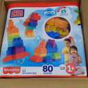 MEGA BLOKS First Builders Toddler Blocks Toys Set, Big Building Bag with 80 Pieces and Storage, Blue, Ages 1+ Years