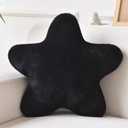 Xiashrk Star Pillow, Decorative Throw Pillows for Bed Couch, 15" Star Shaped Pillow Plush Floor Cushions Room Decor Pillow with Faux Rabbit Fur for Sofa Bedroom Living Room (Black, 15" x 15")