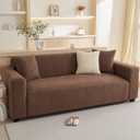 Stretchable, non-slip, washable sofa covers with embossed lines (XL Sofa, Brown)