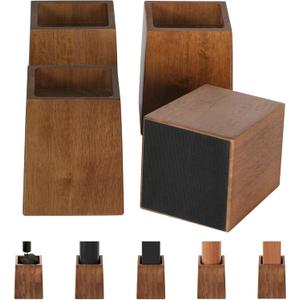 TQVAI Bed Risers Heavy Duty, Support 2200 lbs, 1-in Deep Anti-Fall Edge, 4 Pack Wooden Furniture Bed Lifts Risers with Non-Slip Pads for King Queen Twin Full Size Frame, Retro Brown, 5" H(Inner 4" H)