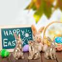 DoubleFill 3 Pcs Gold Wooden Bunny Figurines Vintage Rabbit Statues Easter Bunny Statue Table Decoration for Spring Tabletop Decor Easter Gifts Home Office Decor Party Supplies