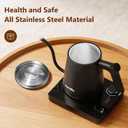 Electric Gooseneck Kettle Black with Digit LED Display and Dial Control, Pour Over Kettle for Coffee & Tea, Hot Water Boiler, Stainless Steel Inner Lid & Bottom, 1300W, 0.8L