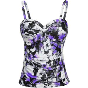 Women's Underwire Tummy Control Swimsuit Top with Push Up - No Bottom Included (Large)