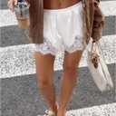 Women Satin Silk Lace Shorts, Elastic Waist Y2K Pajama Shorts Silky French Knickers Half Slip Mini Pjs Bottom (White)