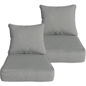 Goodgoods 22 x 24 Outdoor Patio Deep Seat Cushions Set of 2, Fade-Resistant & Water-Resistant Outdoor Furniture Chair Cushions with 30D High-Resilience Foam for Sofa Chair, Light Gray, 22''x24''x5.1'' 2 sets