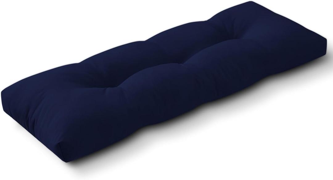 Indoor/Outdoor Bench Cushion, Waterproof Patio Bench Seat Cushion with Non-Slip Bottom, Tufted Bench Cushions for Indoor/Outdoor Furniture, 36x14x4 inch, Navy