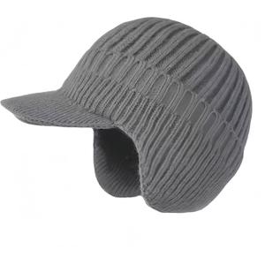 JHDESSLY Knit Beanies with Visor & Earflaps for Men and Women, Winter Hats Fleece Lined Hat Stocking Caps Soft Warm Headwear