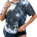 SOLY HUX Women's Tie Dye Shirt Short Sleeve Round Neck Tees Casual T Shirts Summer Tops (M)