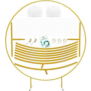LANGXUN 7.2ft Gold Metal Round Balloon Arch kit, Backdrop Circle Stand Arch Frame for Wedding Birthday Party Decoration, Graduation Decorations and Baby Shower Photo Background