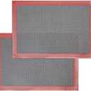 Silicone Baking Mat with Microperforated, 2 PCS Perforated Baking Mats/Oven Liners for 13" x 18" Half Sheet Pan, Reusable Air Mesh Silicone Mat for Cookie/Eclair/Bread/Pizza/Pastry ((11.6'' x 16.5'') Half Sheet, Black Background with Red Trim)
