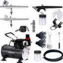 SAGUD Airbrush Kit with Compressor, Air Brush compressor set with 3 Professional Air brushes for Model Painting,Gravity Feed and Siphon Feed Airbrush Gun for Nail,Cake,Nails,Body,Hobby.