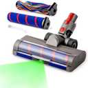 Replacement Motorized Head for Dyson V15 V11 V10 V8 V7, Hidden Dust Detection Green LED Attachment with 2-in-1 Dual Roller, 60% Effortless Glide for Carpet & Hard Floor, Stable Self-Standing Design