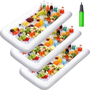 JOYIN 3-Pack Inflatable Serving Bars Cooler - Inflatable Cooler Ice Buffet Salad Serving Trays with Drain Plug, Food Drink Holder for Indoor Outdoor Summer Picnic Beach Pool Luau Party