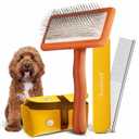 Slicker Brush for Dogs - Goldendoodle Brush with Poodle Comb and Cases Included - Goldendoodle Must Haves Grooming Tools - Designed for Doodles, Labradoodles, Bernedoodles - Medium - Orange