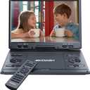 MYDASH12.5''Portable DVD Player with Swivel ScreenRechargeable Car DVD Player, Portable &Travel, RegionFree Personal DVD Player Portable, USB/SD Support (Carbon Black)