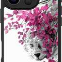 FUNMIKO for iPhone 16 Case Wireless Charging & Military-Grade Protection - Trendy Fruit Design for Women Girls, Matte Non-Slip Phone Cover with Shockproof Corners - Pink Blossoms