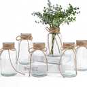 Vintage Glass Vases for Flowers, Set of 6 Clear Vases for Farmhouse Wedding Centerpiece Cylinder Bottle for Reception Table Decoration Home Decor Floral Arrangements