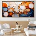 Abstract Wall Art - Modern Colorful Framed Canvas Wall Art for Living Room,Office - Large Decorative Artwork for Bedroom, Aesthetic Room Decor, Oil Painting (48L" x 24W", orange)