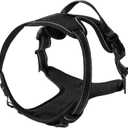 Black No-Pull Dog Harness with 2 Leash Clips Soft Padded Vest for Large Dog, Adjustable Reflective Dog Vest Easy to Put on and Take Off, Black L