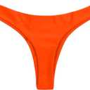 SherryDC Women's Sexy Cheeky Thong Brazilian Cut Low Rise High Leg Bikini Bottom (Orange, M)
