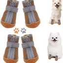 Dog Shoes for Small Dogs, Puppy Dog Boots & Paw Protector for Winter Snow Day, Summer Hot Pavement, Waterproof in Rain Weather, Ourdoor Hiking, Indoor Hardfloors with Anti Slip Sole 4PCS/Set (#4 (width 1.69 inch) for 15-21 lbs)