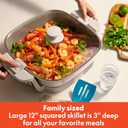 Bella Make & Take Electric Skillet, Fits-anywhere kitchenware, EverGood Ceramic Coating, Adjustable Temperature & Dishwasher-Safe Tempered Glass Lid, Cast Aluminum Base, 1200 Watt, Oatmilk