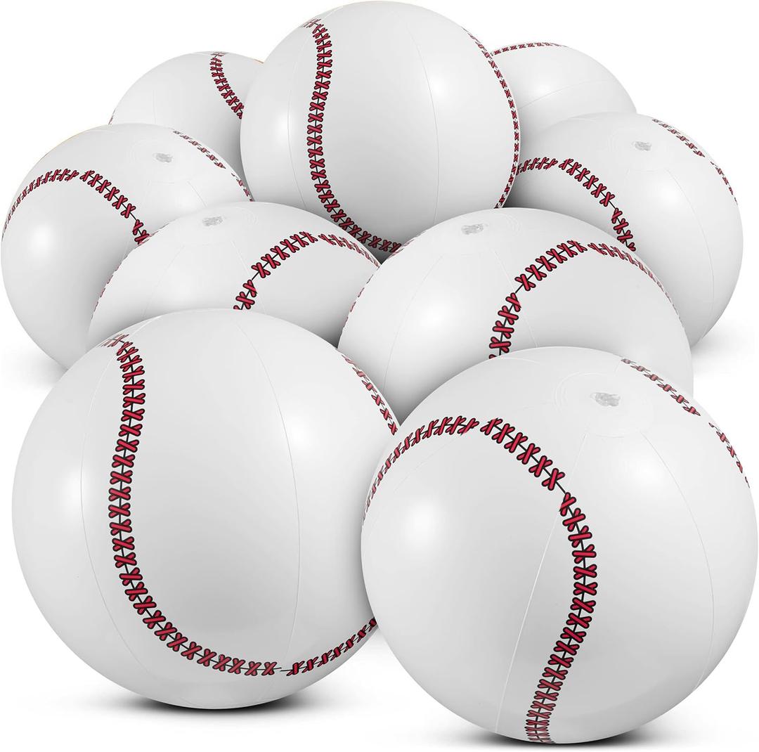 Bedwina Inflatable Baseball (Pack of 12) 16-inch, Baseball Beach Balls for Themed Party Decorations & Birthday Decor - Pool Ball Toys Party Favors & Goodie Bags Favors for Kids, Boys and Girls