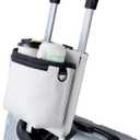 Luggage Travel Cup Holder with Luggage Straps Free Hand Drink Caddy Beverage Holder Travel Accessories Gift for Flight Attendants Businessmen Travelers Fits Roll on Suitcase Handles Light Grey