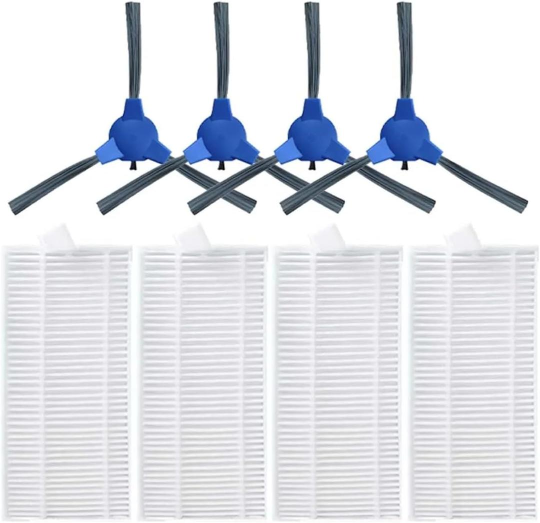 Filter Spin Edge Side Brush, Compatible For Coredy, R380 / R300 Robot Vacuum Cleaner Spare Part Replacement Accessory Kit(8pcs)