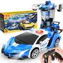 Transform Remote Control Car - Rc Cars, One-Button Transforming, 360 Rotation Drifting, 2.4ghz 1:18 Scale, Gift Kids Aged 4-6 Year Old Boys/Girls, Police Car Blue, 24.5 Cm X 12.5 Cm X 7 Cm