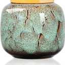 6oz Flambe Glaze Ceramic Loose Tea Canister Vintage Storage Jars with Airtight Wooden Lid Green Matcha Tin Container for Coffee Beans Condiments