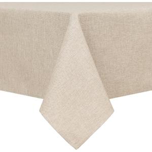 Hiasan Faux Linen Square Tablecloth - Wrinkle and Stain Resistant Washable Table Cloth for Kitchen Dining Room Holiday Table Cover for Party Dinner, Beige, 60 x 60 Inch